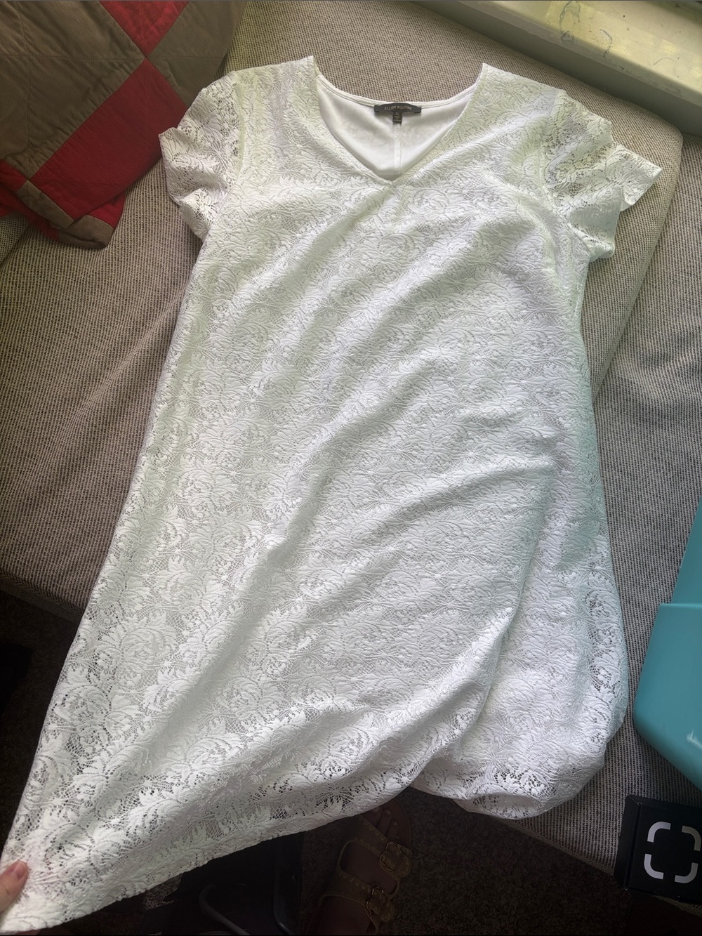 White floral Lace Short-Sleeve Girls' Formal Dress